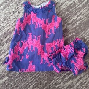 Lilly Pulitzer Purple & Hot Pink Giraffe Print Girls Matching Set